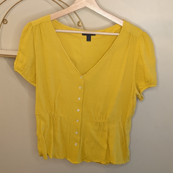 NWT J. Crew mustard yellow peplum top - Picture 3 of 4